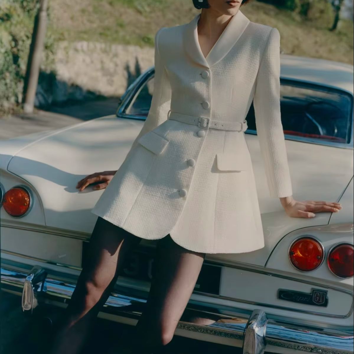 Sewing Tweed - Women Tweed Blazer Mini Dress Belted
