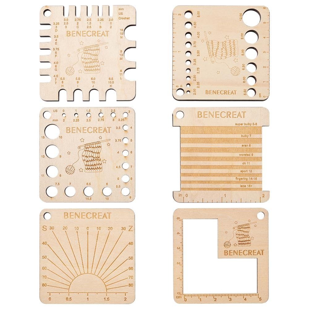Sewing Gauge Ruler - 6 Styles Wood Knitting Gauge Rulers