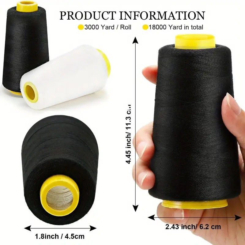 3 Black + 3 White Overlock Thr - đánh giá và giá Serger Thread Cone