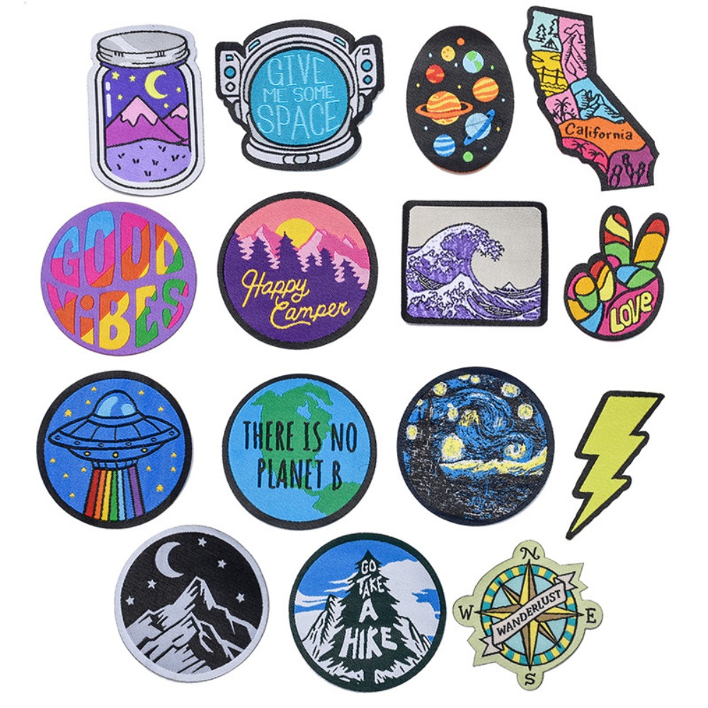 Cartoon Landscape Space Woven  - đánh giá và giá Sewing Labels