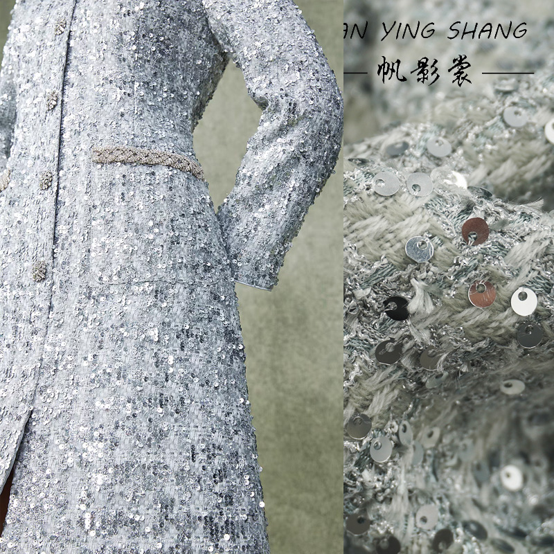 Silver Gray Glitter Sequins Tw - đánh giá và giá Sewing Tweed