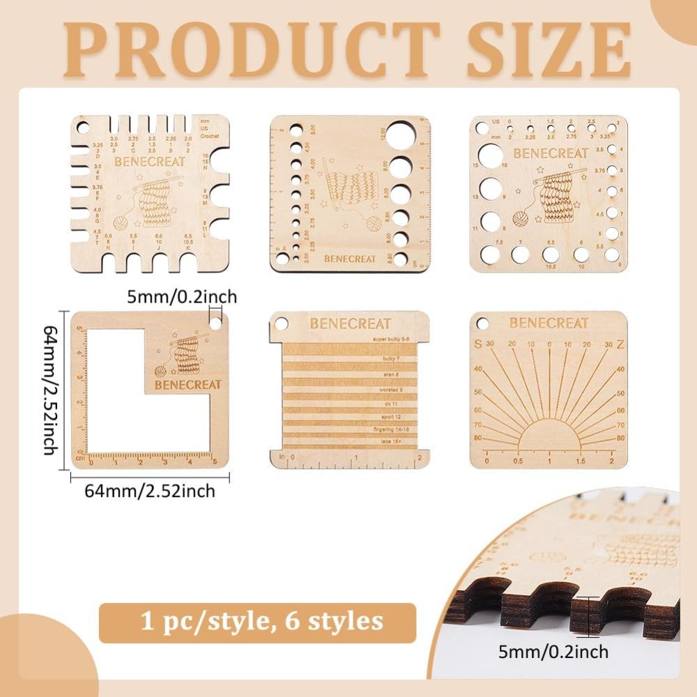 6 Styles Wood Knitting Gauge R - đánh giá và giá Sewing Gauge Ruler