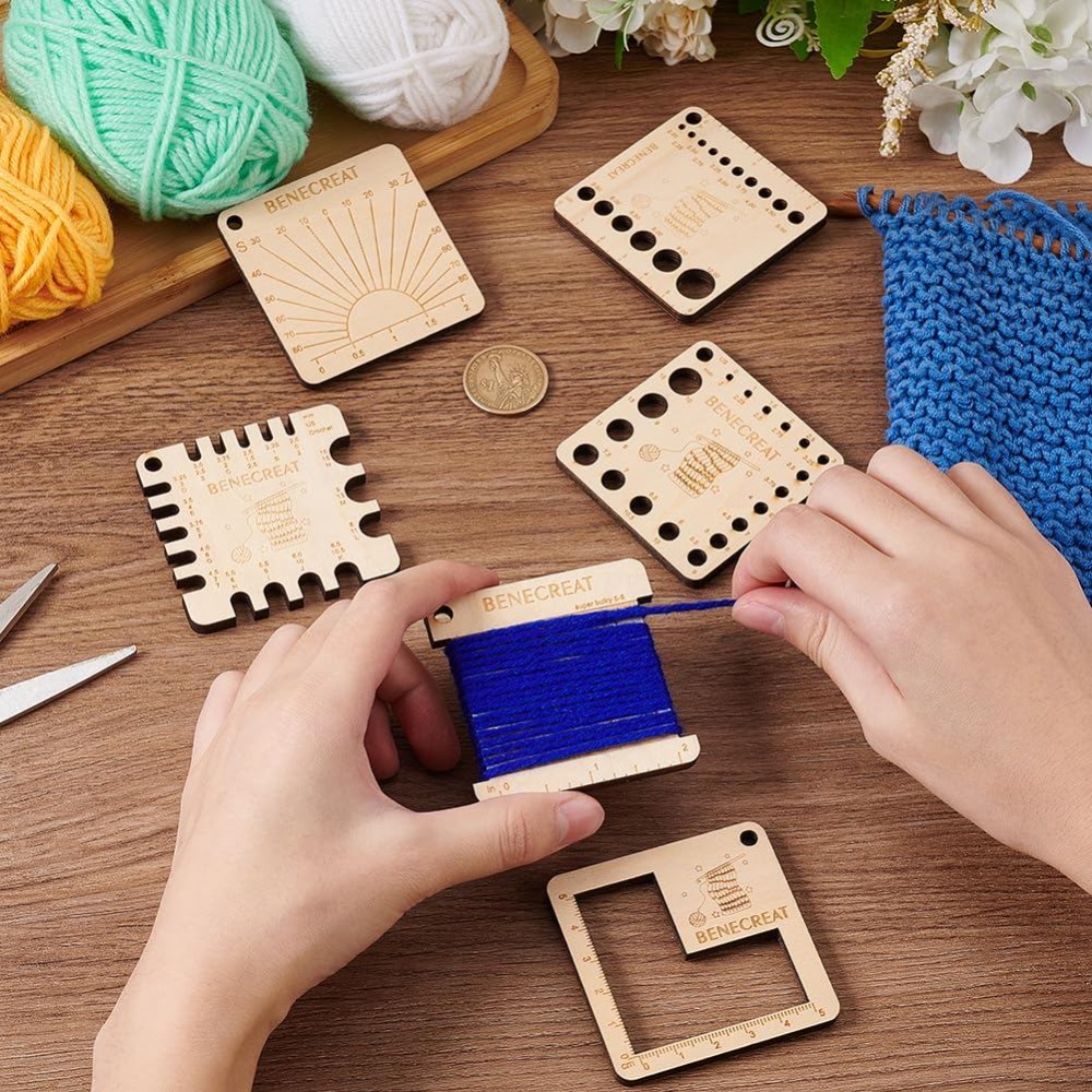 6 Styles Wood Knitting Gauge R - đánh giá và giá Sewing Gauge Ruler