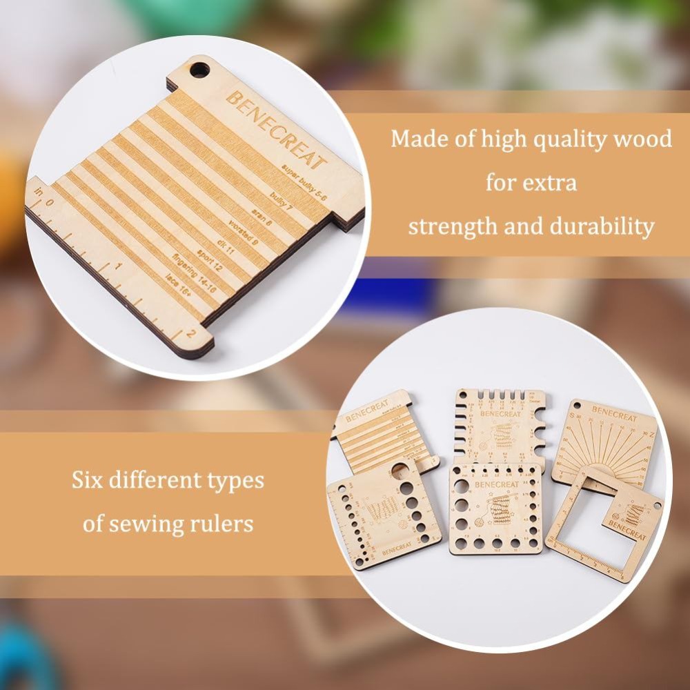 6 Styles Wood Knitting Gauge R - đánh giá và giá Sewing Gauge Ruler
