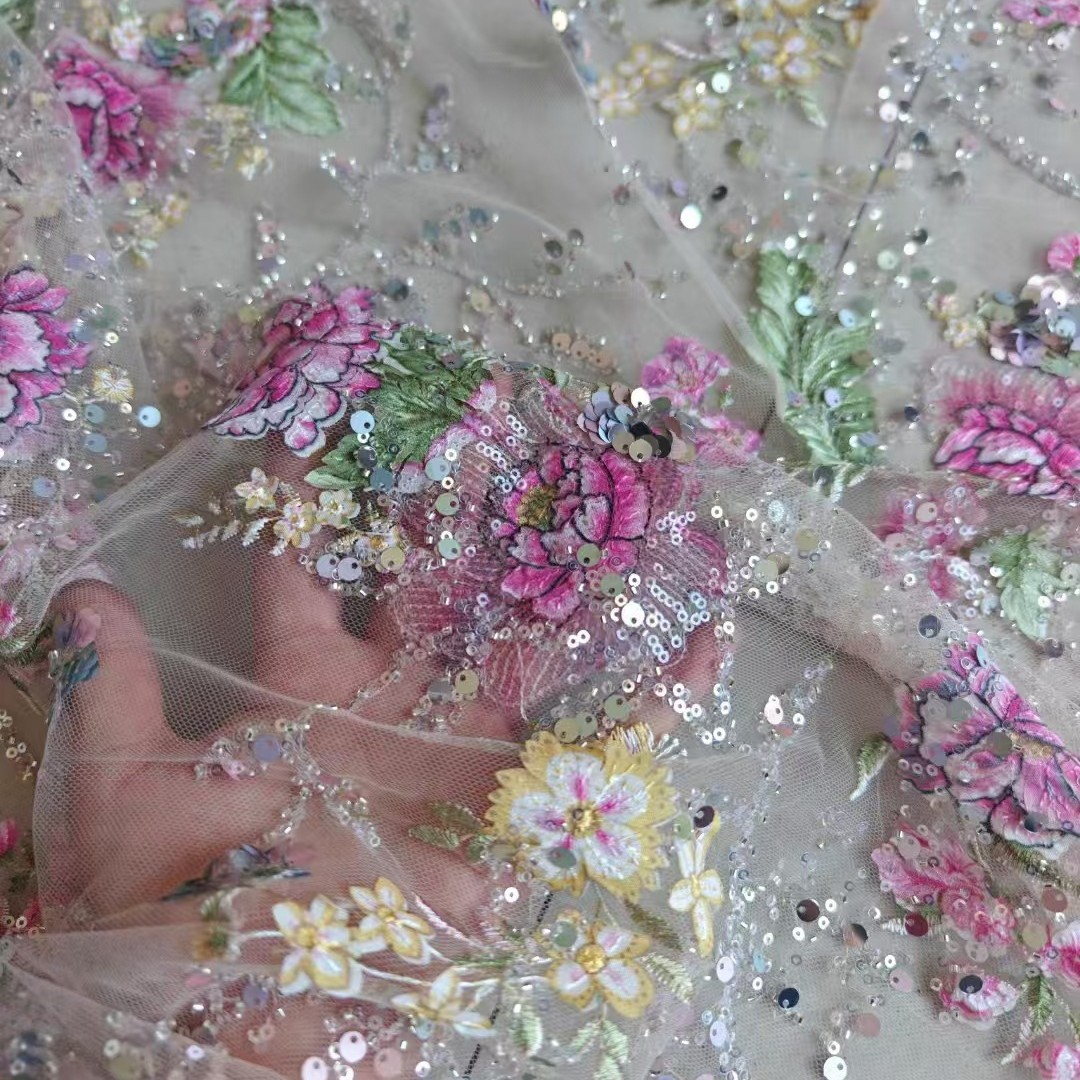 1M 120Cm Wide Luxury Beaded La - đánh giá và giá Sewing Embroidery Fabric